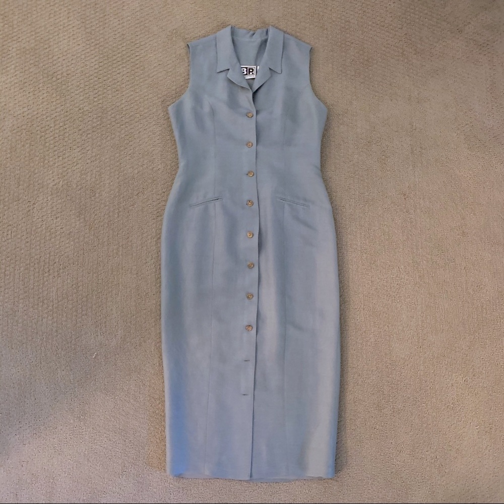 VINTAGE Nordstrom Buttondown Sleeveless Midi Dress